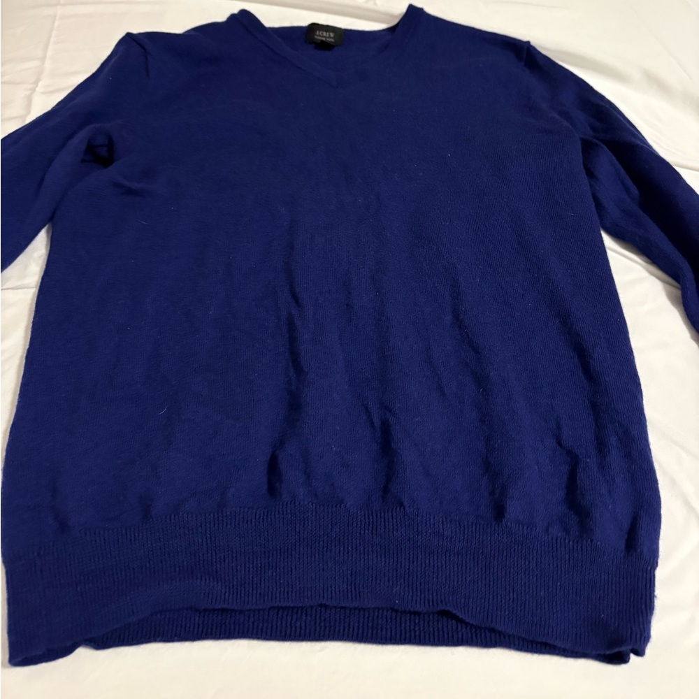 J. Crew Slim Fit Merino Wool Sweater Womens Size M Blue V Neck Capsule